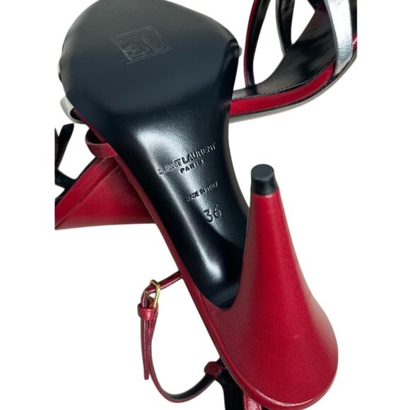 Saint Laurent Kristen 95 Calfskin Heels 36 Red Multicolor Italy Stiletto 6 - Picture 6 of 8